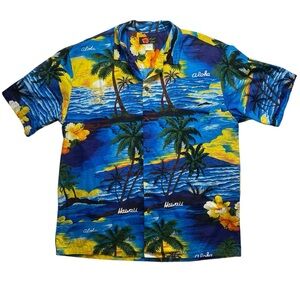 Ali’s Hawaiian Shirt XL – Blue Tropical Aloha Button Down Vintage Style